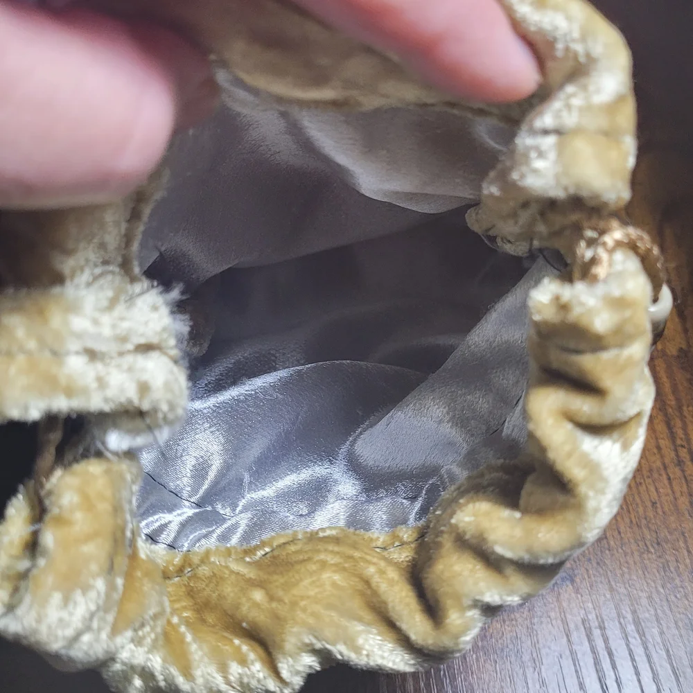 Elegant Velvet Gold/Tan Drawstring Renaissance or Cosplay Bag